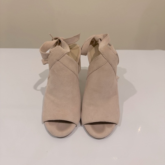Blush Pink Suede Wrap-Around Heels - Picture 1 of 3